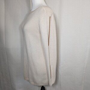Max Studio Wool Blend Long Sweater Sleeve Cutouts Neutral Knit Medium